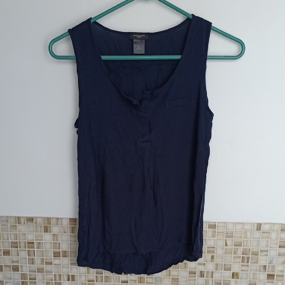 Ann Taylor Petite Navy Black Tank Top